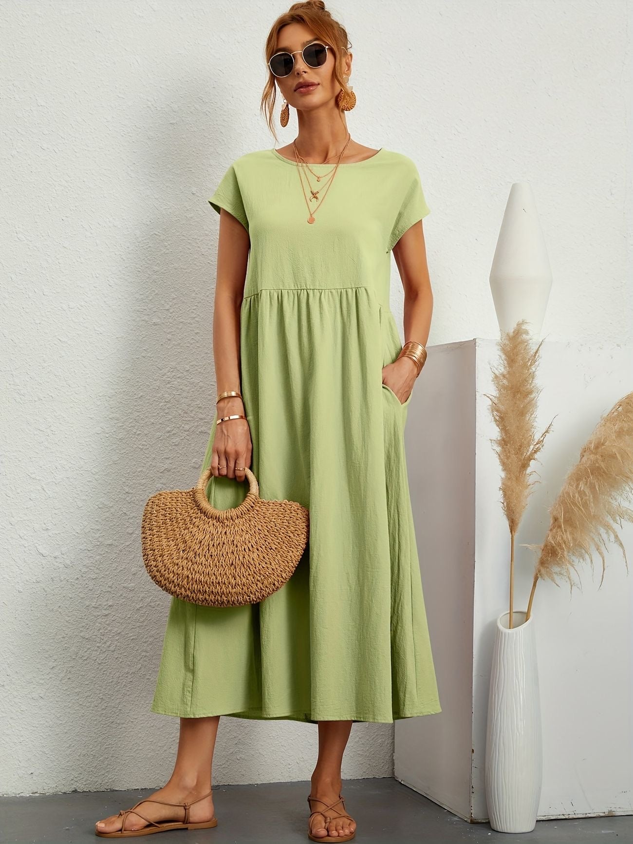 Clara | Fluid Midi Dress with Pockets