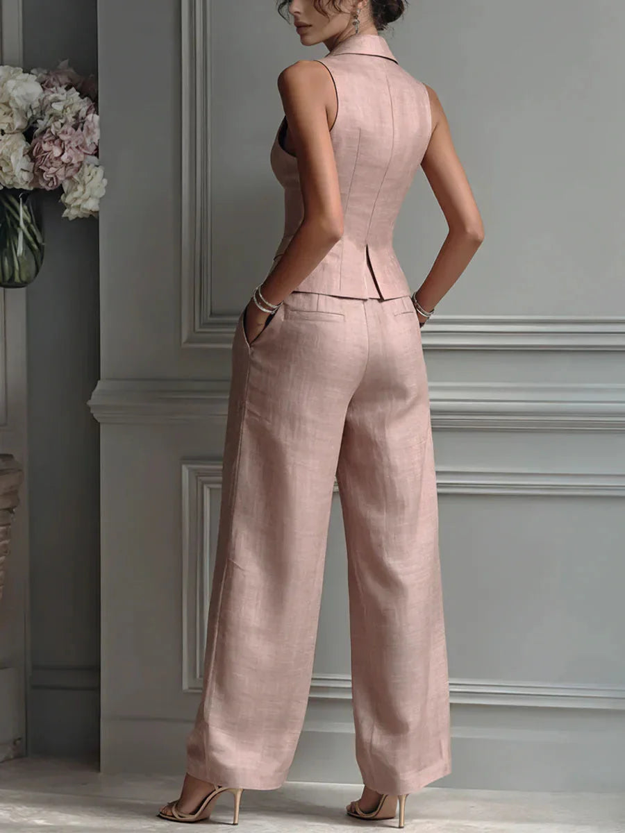 Maya | Two-Piece V-Neck Set, Button-Front