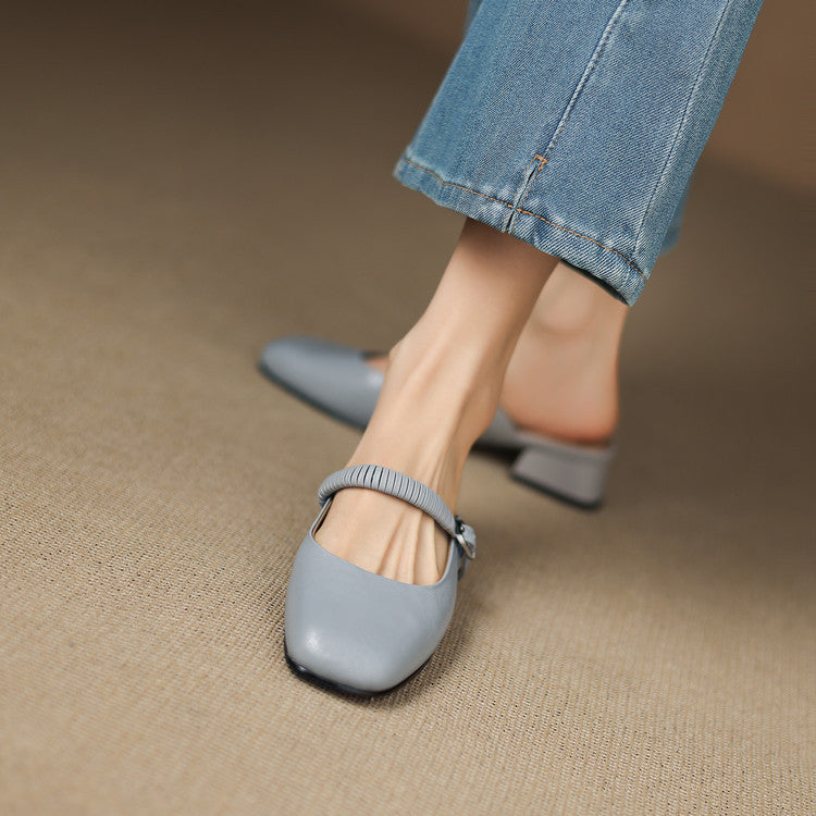 Novie | Genuine Leather Mary Jane Mules