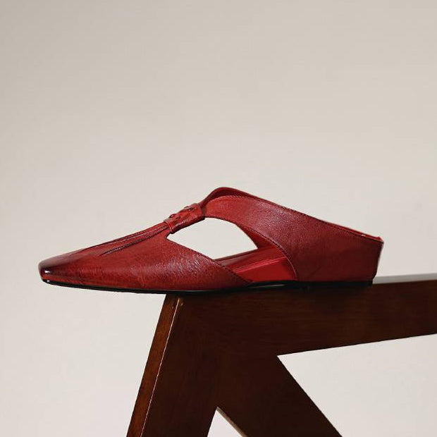 Olene | Genuine Leather Square Toe Mules