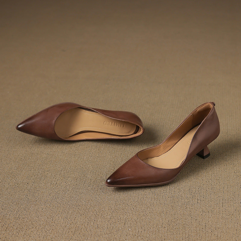 Calenne Leather Kitten Heels