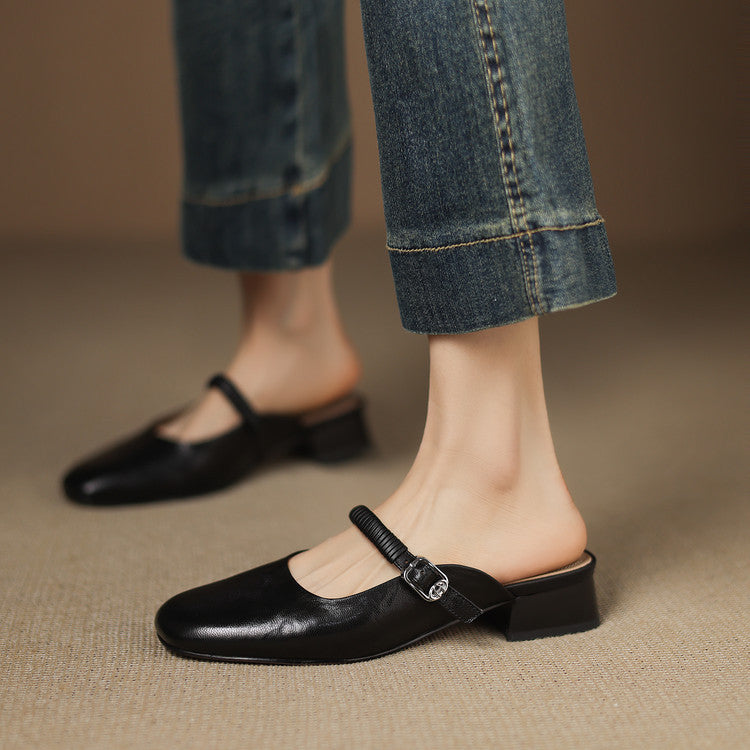 Novie | Genuine Leather Mary Jane Mules