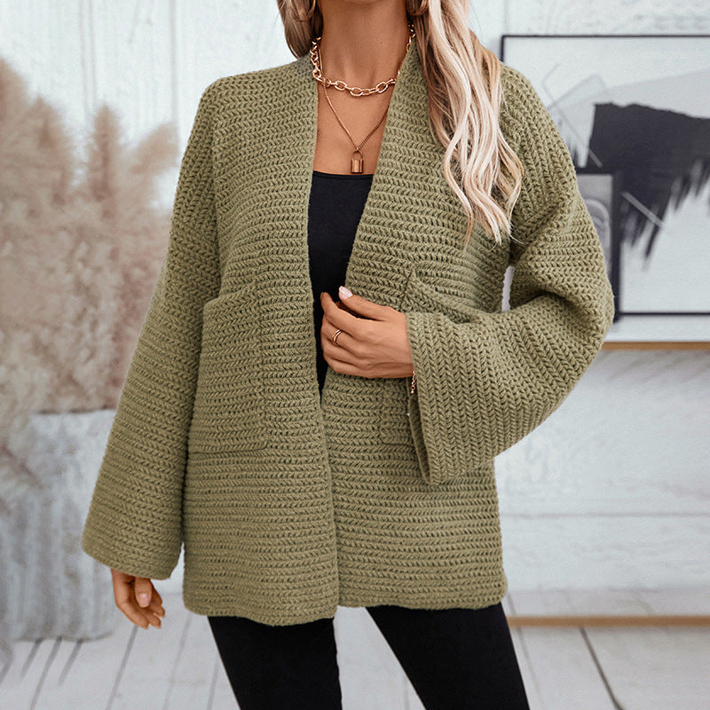 Solid vest for women with long V-neck