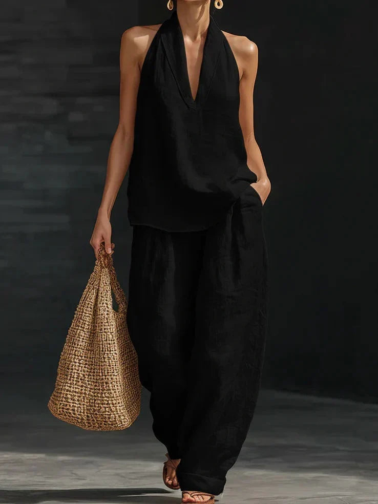 Andrea Sleeveless Set with Wide Leg Pants