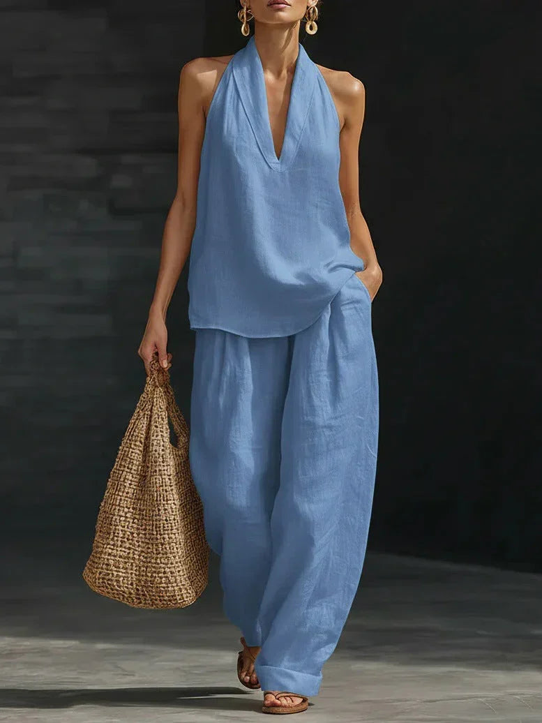 Andrea Sleeveless Set with Wide Leg Pants