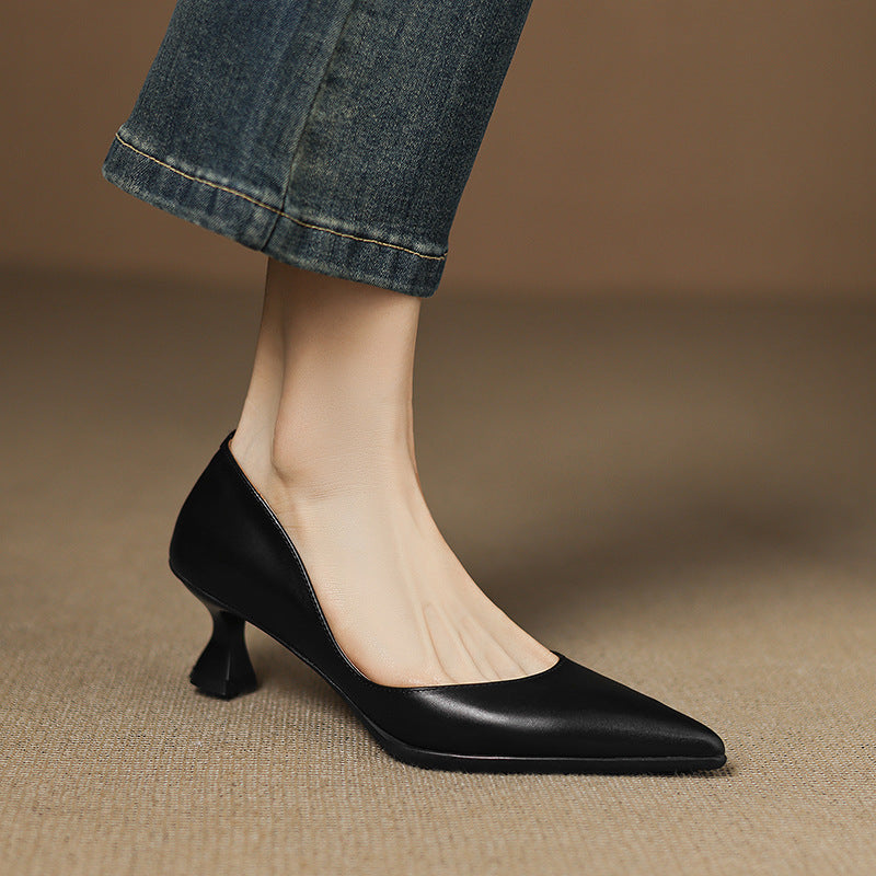 Calenne Leather Kitten Heels