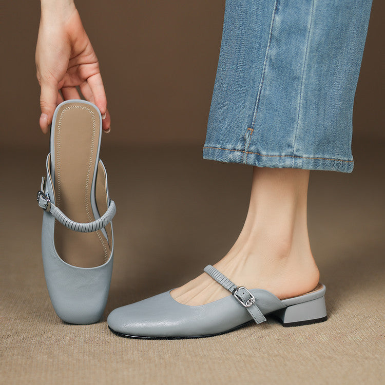 Novie | Genuine Leather Mary Jane Mules