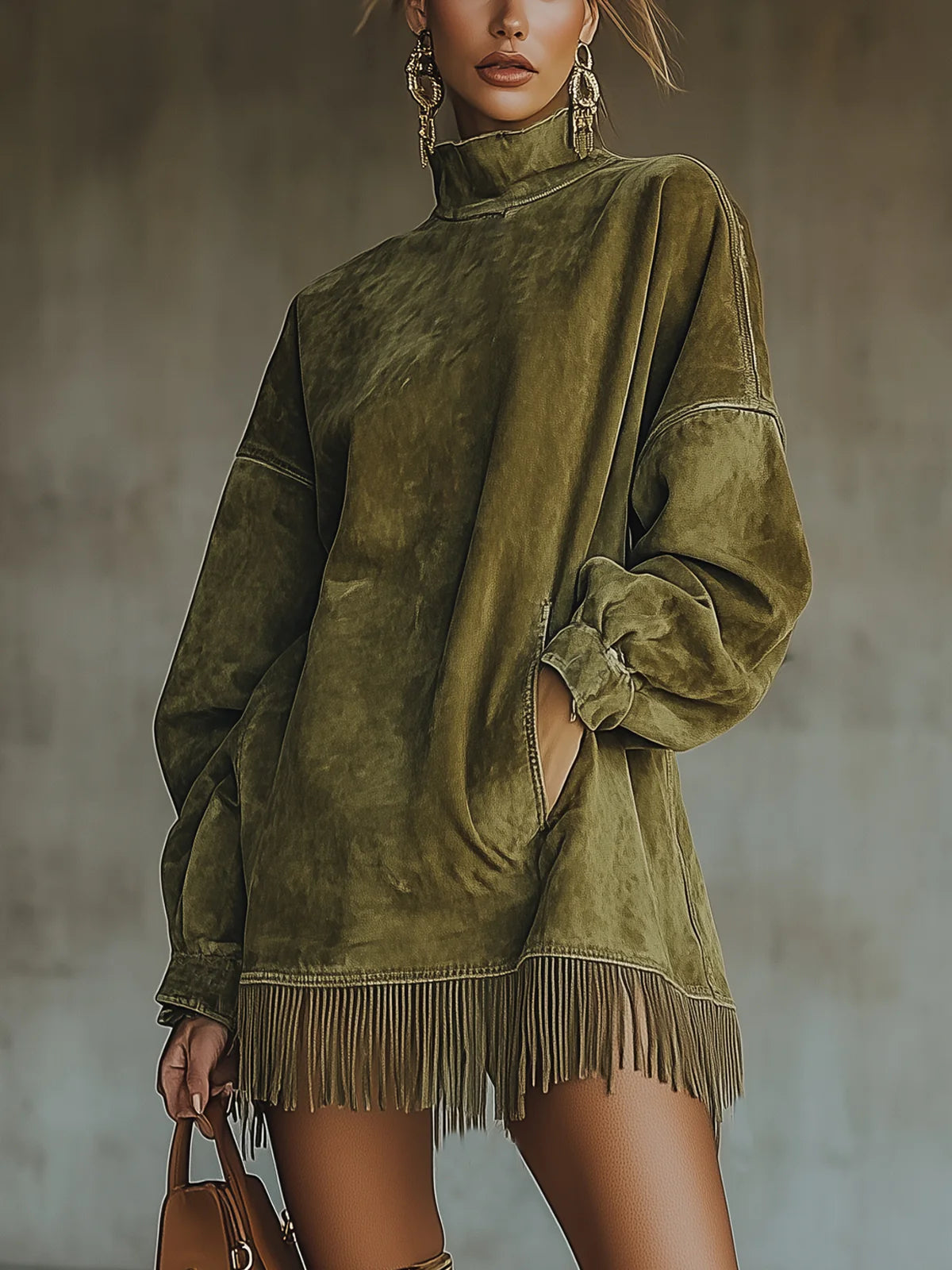 GABRIELLE | High-Neck Fringe Dress