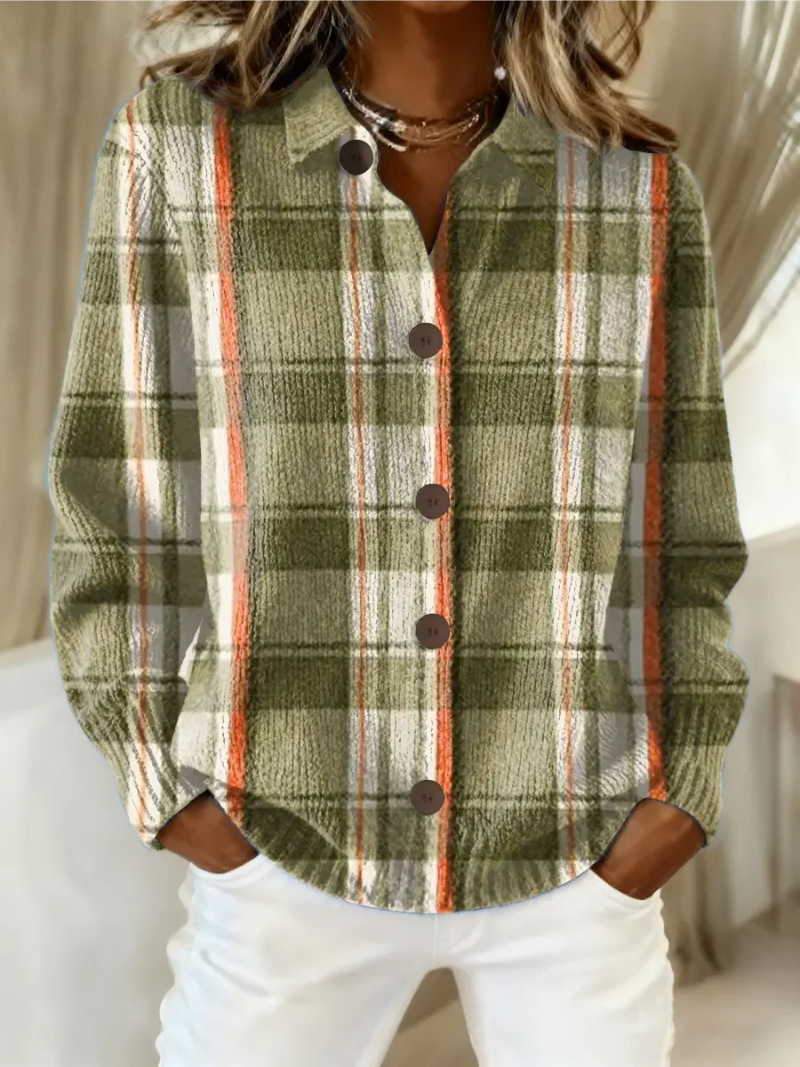 Shelbyâ„¢ | Olive Plaid Button Cardigan