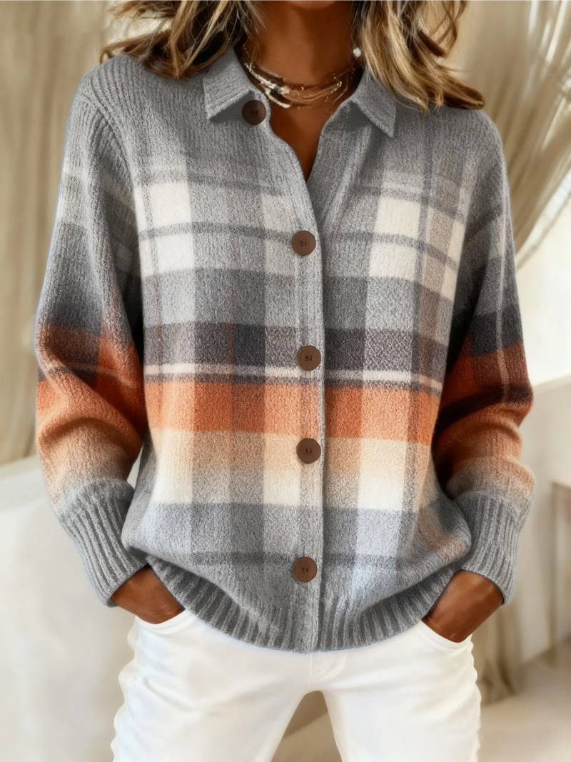 Laverneâ„¢ | Warm Ombre Plaid Cardigan