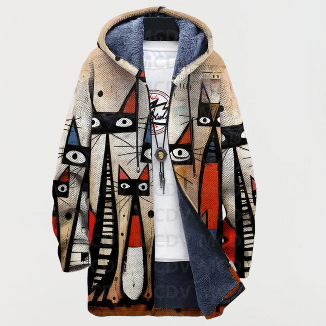 Ellis | Abstract Cat Print Coat – Wells & Rose