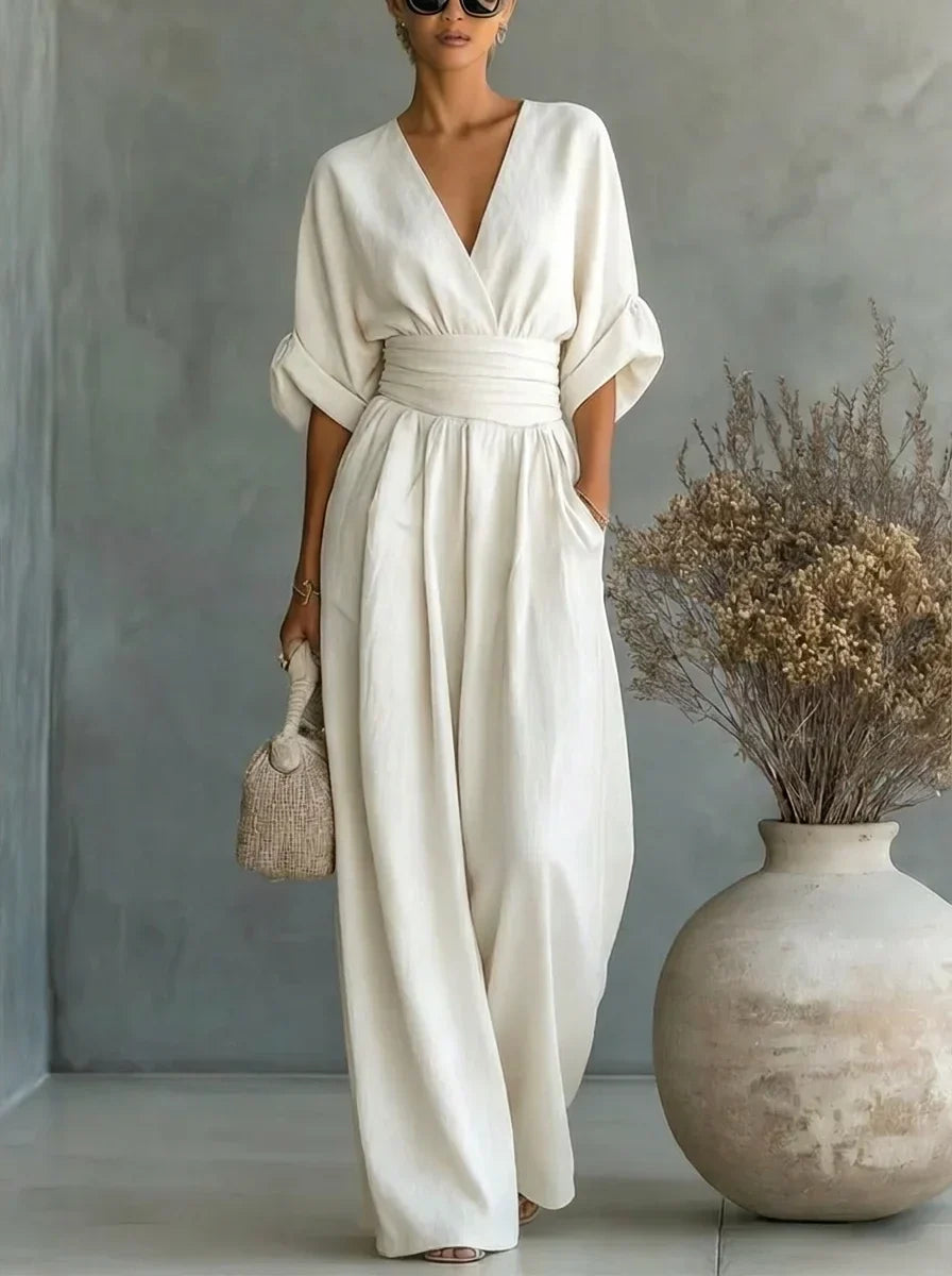 Imani | V-Neck Fitted-Waist Jumpsuit