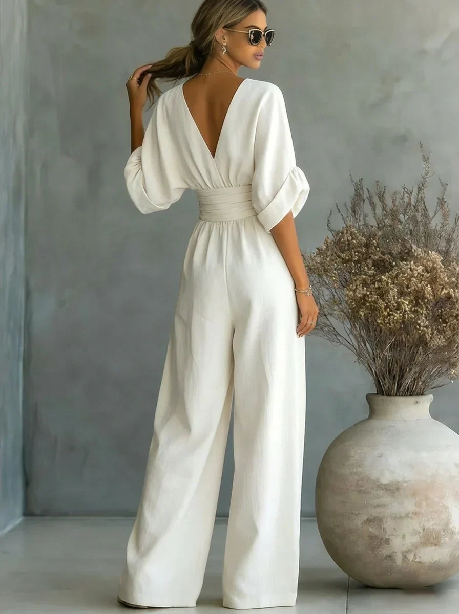 Imani | V-Neck Fitted-Waist Jumpsuit