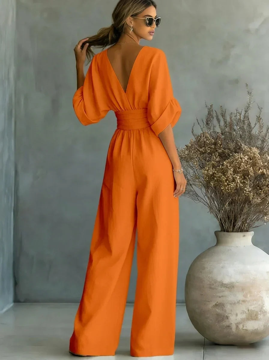 Imani | V-Neck Fitted-Waist Jumpsuit