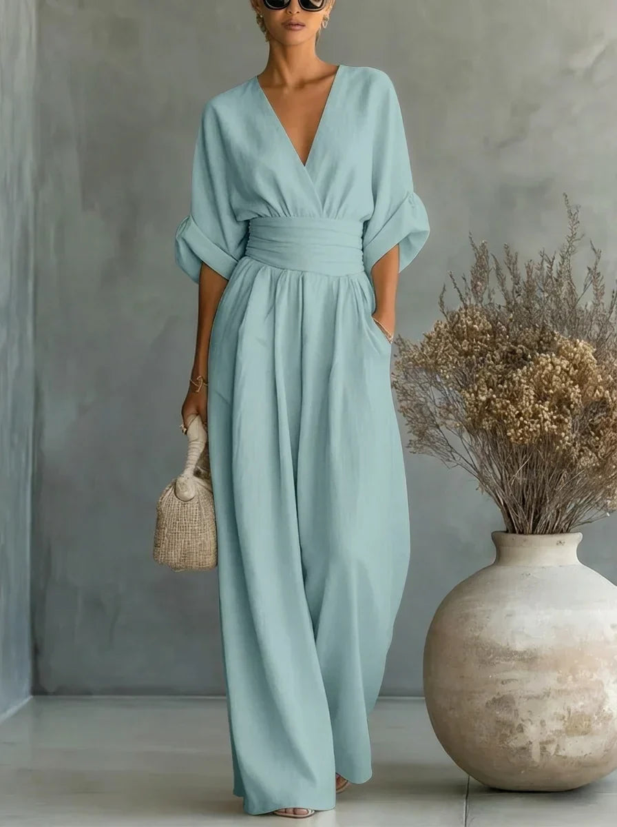 Imani | V-Neck Fitted-Waist Jumpsuit