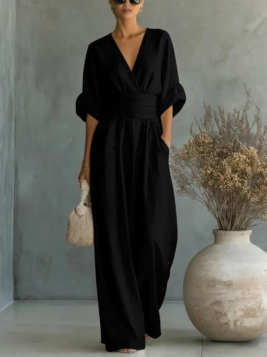 Imani | V-Neck Fitted-Waist Jumpsuit