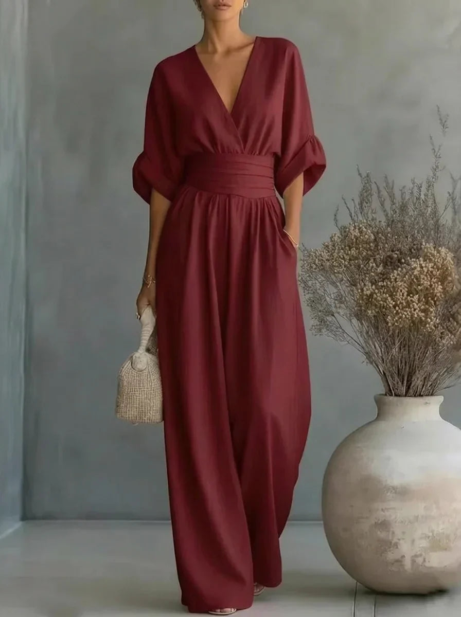 Imani | V-Neck Fitted-Waist Jumpsuit