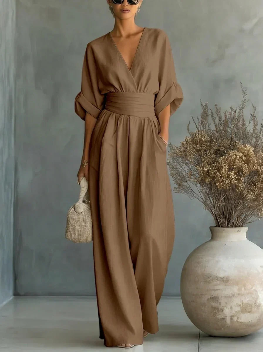 Imani | V-Neck Fitted-Waist Jumpsuit