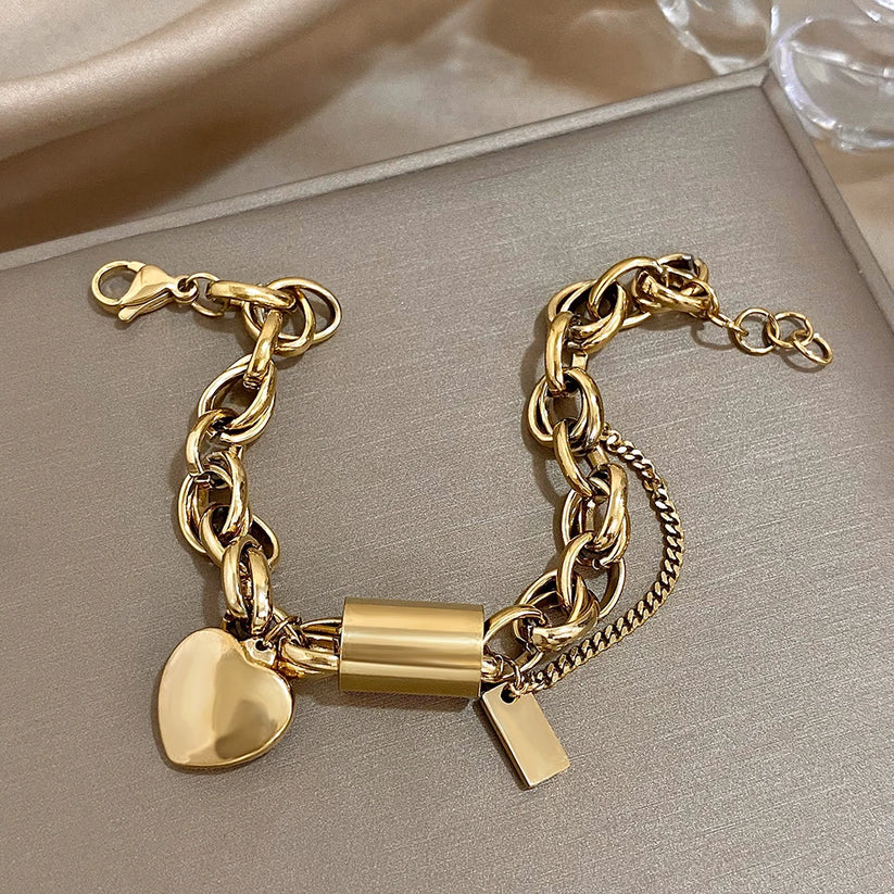 Guadalupe - Bracelet with Golden Heart Pendant