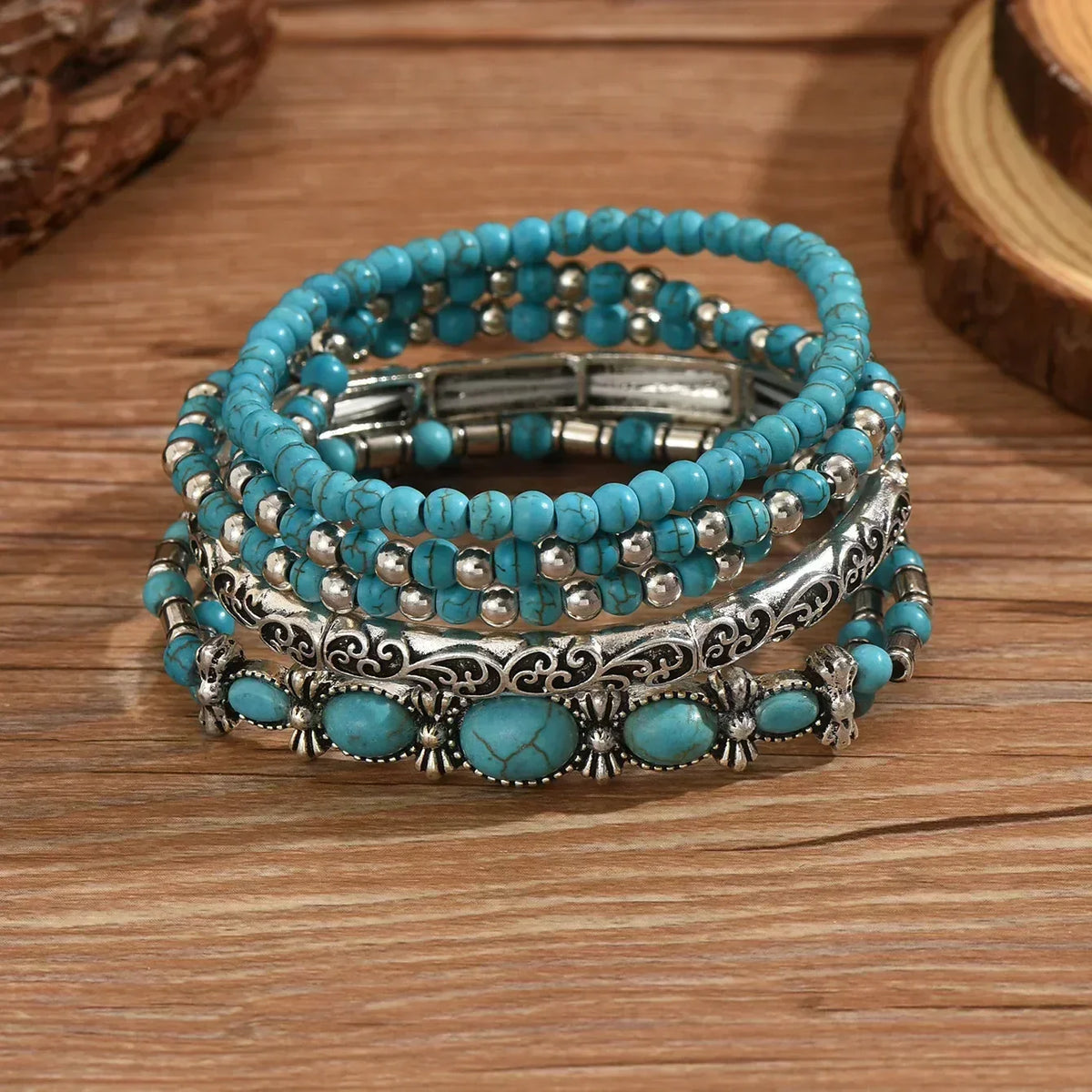 Verónica - Turquoise Bead Bracelet Set
