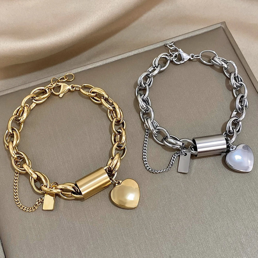 Guadalupe - Bracelet with Golden Heart Pendant