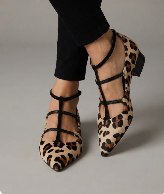 Franca - Heeled Shoes with Leopard Strap