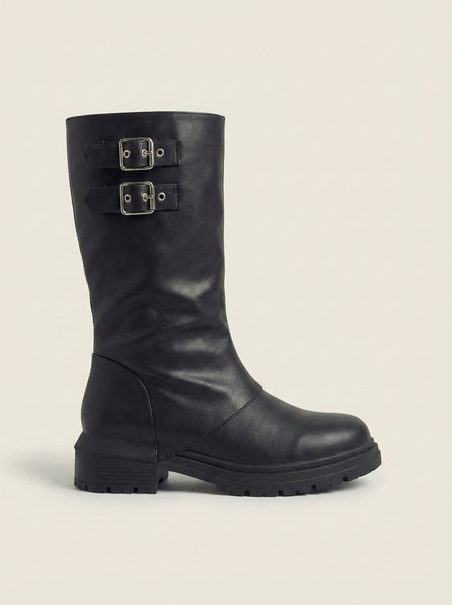 OLAYA | Mid-Calf Boots with Buckles – Wells & Rose