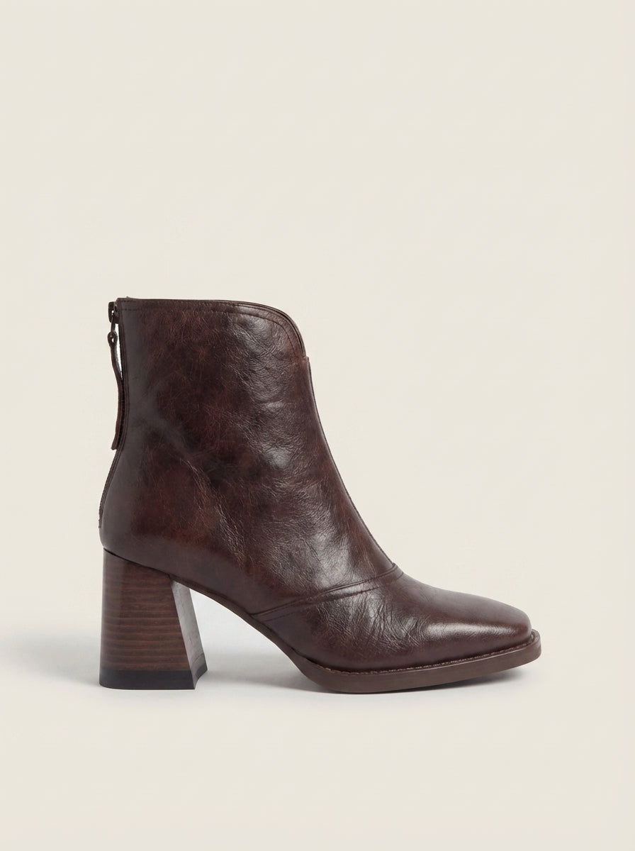 CLAUDIA | Square-Toe Block-Heel Ankle Boots – Wells & Rose