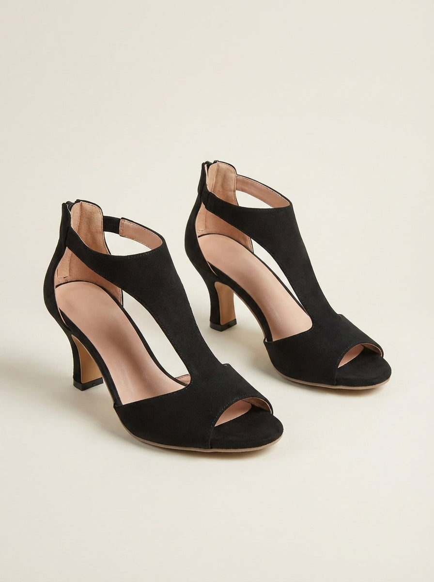 CLARA | Peep-Toe T-Strap Heels – Wells & Rose