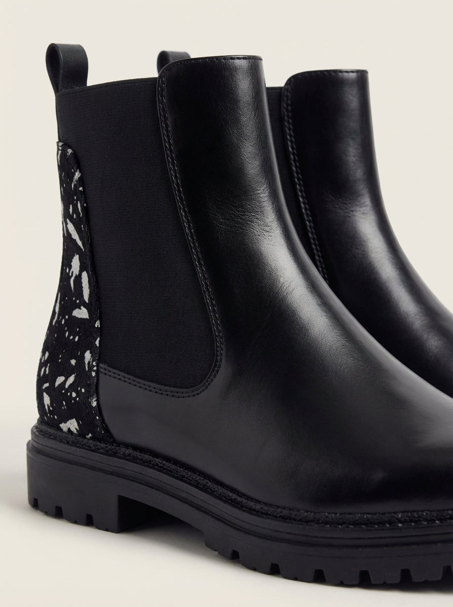 NOELLE | Speckled-Heel Black Chelsea Boots – Wells & Rose
