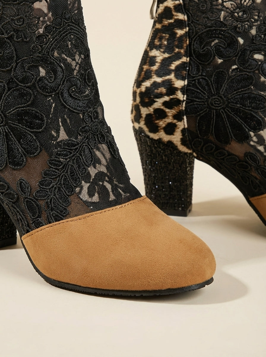 LUCINDA | Lace Ankle Boots with Block Heel – Wells & Rose