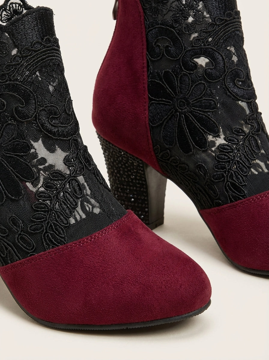 LUCINDA | Lace Ankle Boots with Block Heel – Wells & Rose