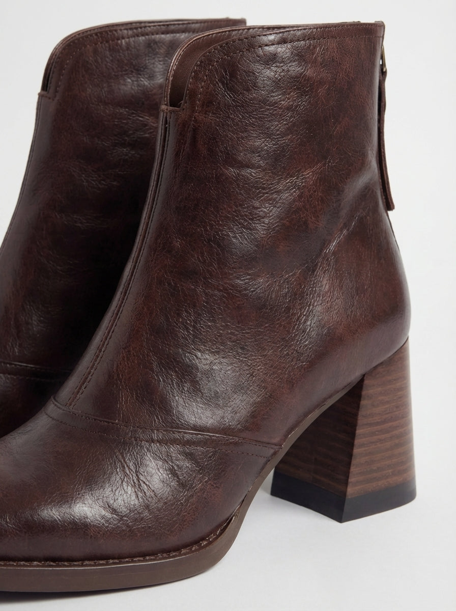 CLAUDIA | Square-Toe Block-Heel Ankle Boots – Wells & Rose