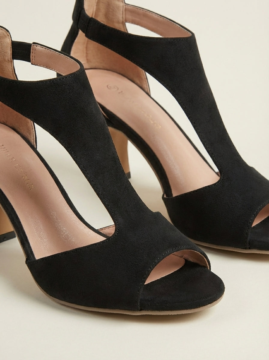 CLARA | Peep-Toe T-Strap Heels – Wells & Rose