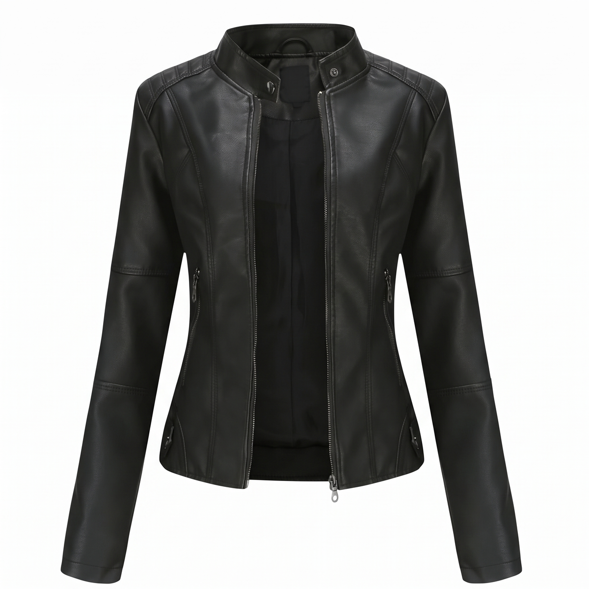 Miranda | Slim Biker Jacket with Mandarin Collar and Zip