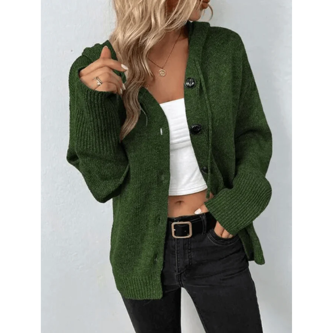 Knitted Warm Cardigan with Buttons for Women