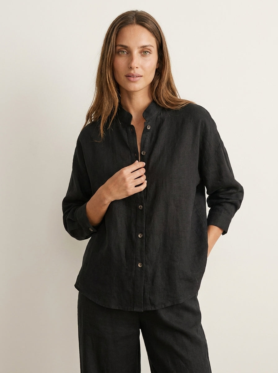 Maribel - Linen Set with Batwing Sleeves and Wide Pants