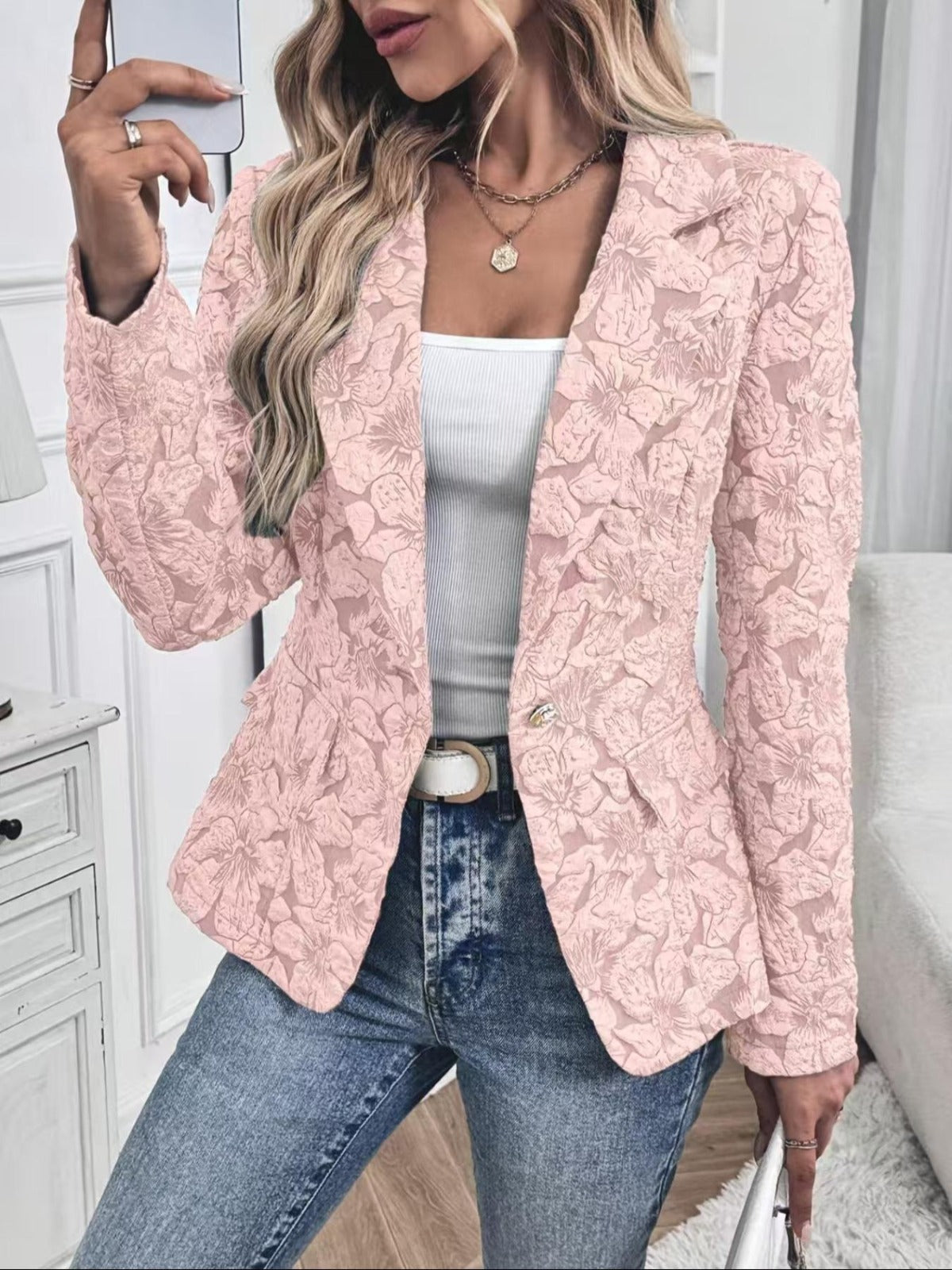 Women's Fitted Jacquard Paisley Blazer
