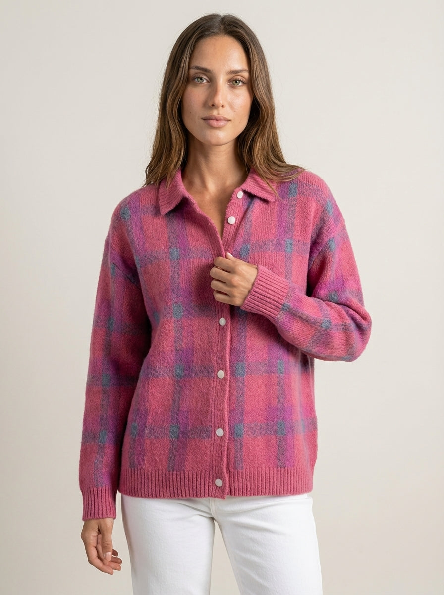 Anna - Premium Plaid Knit Cardigan
