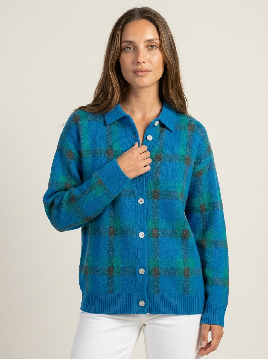 Anna - Premium Plaid Knit Cardigan