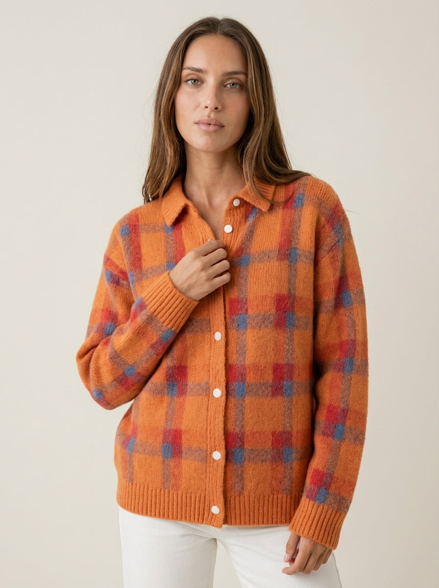 Anna - Premium Plaid Knit Cardigan