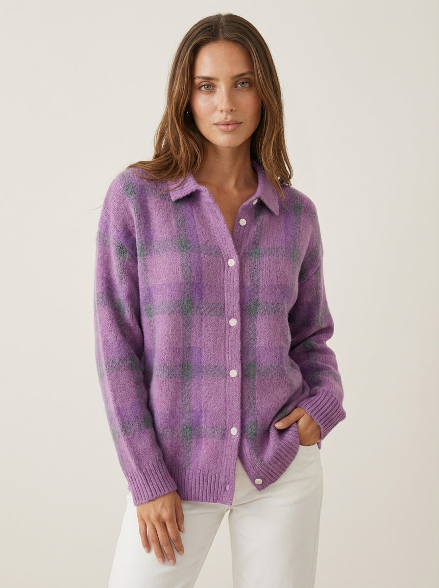 Anna - Premium Plaid Knit Cardigan