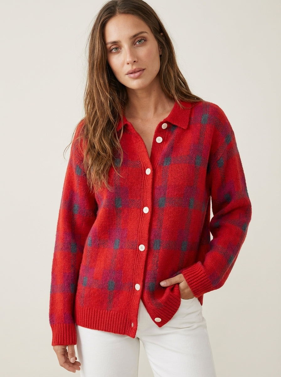Anna - Premium Plaid Knit Cardigan