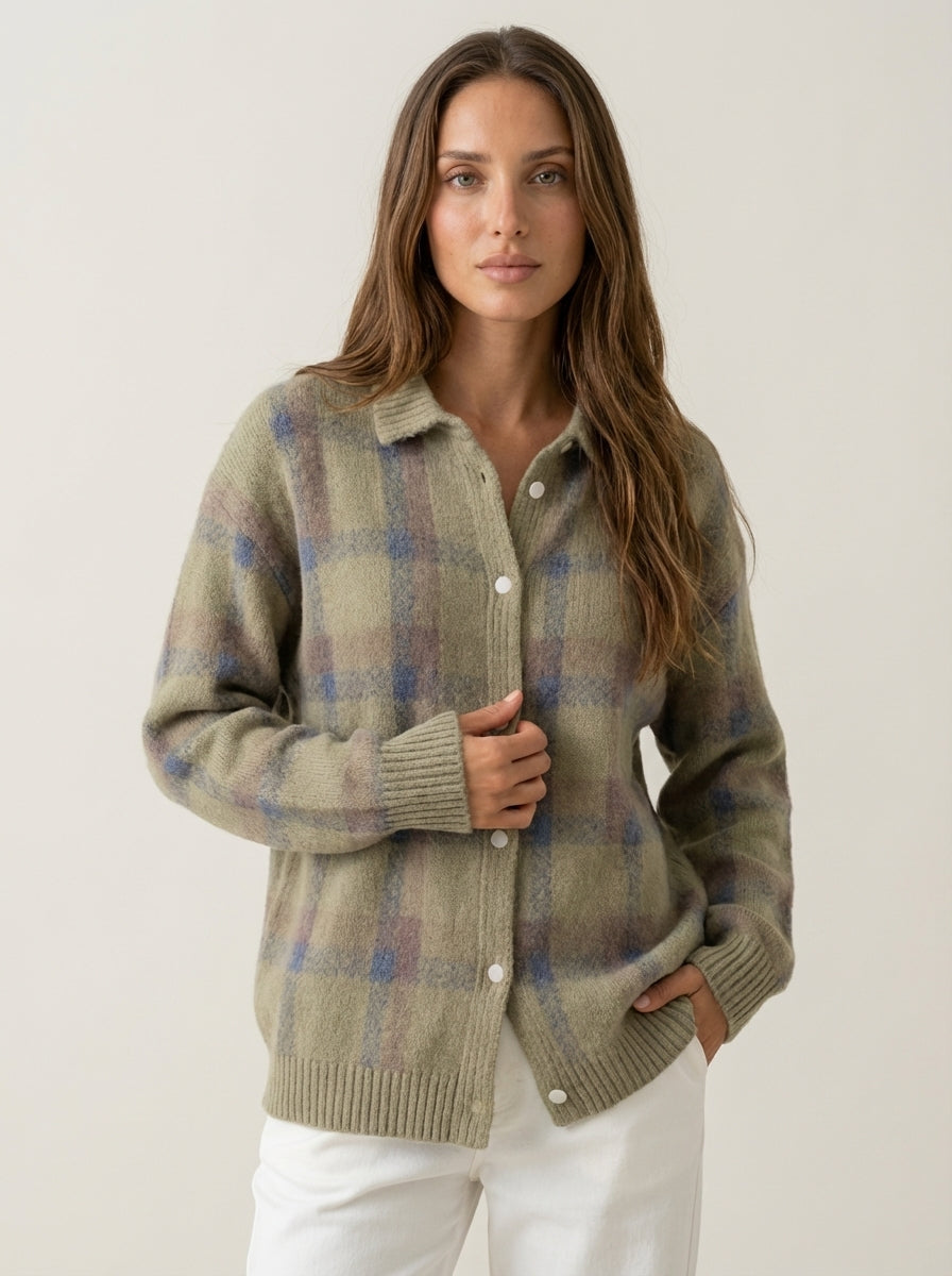 Anna - Premium Plaid Knit Cardigan