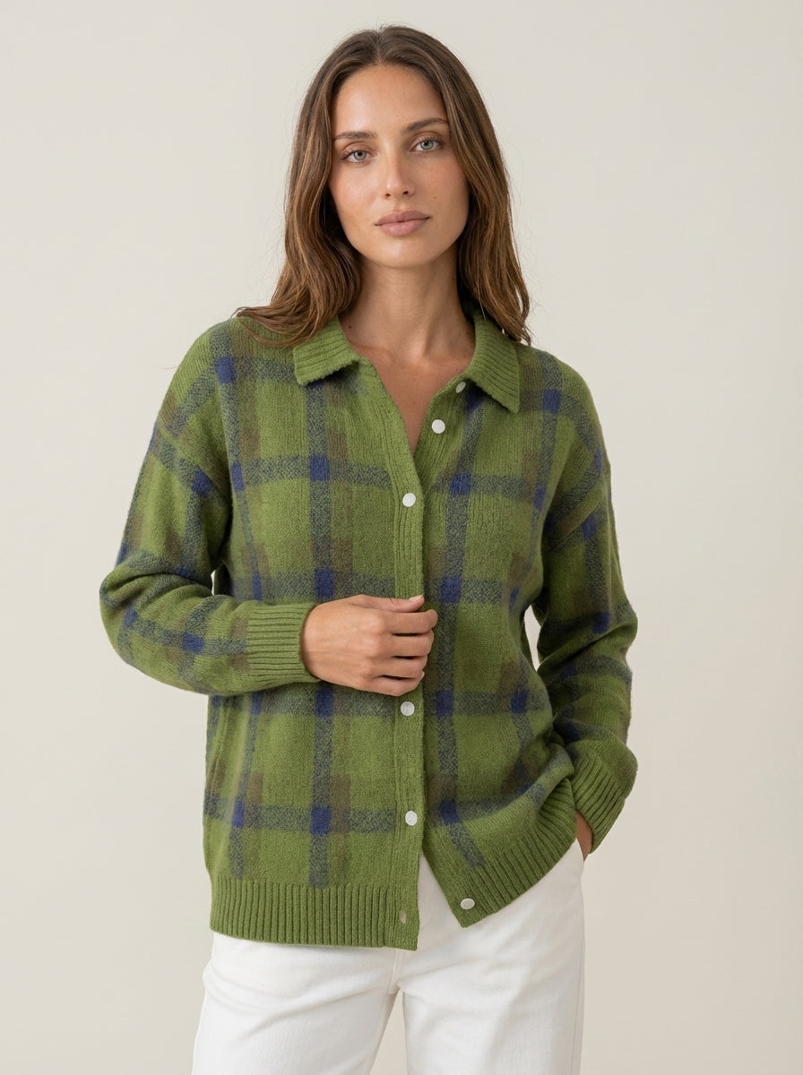 Anna - Premium Plaid Knit Cardigan