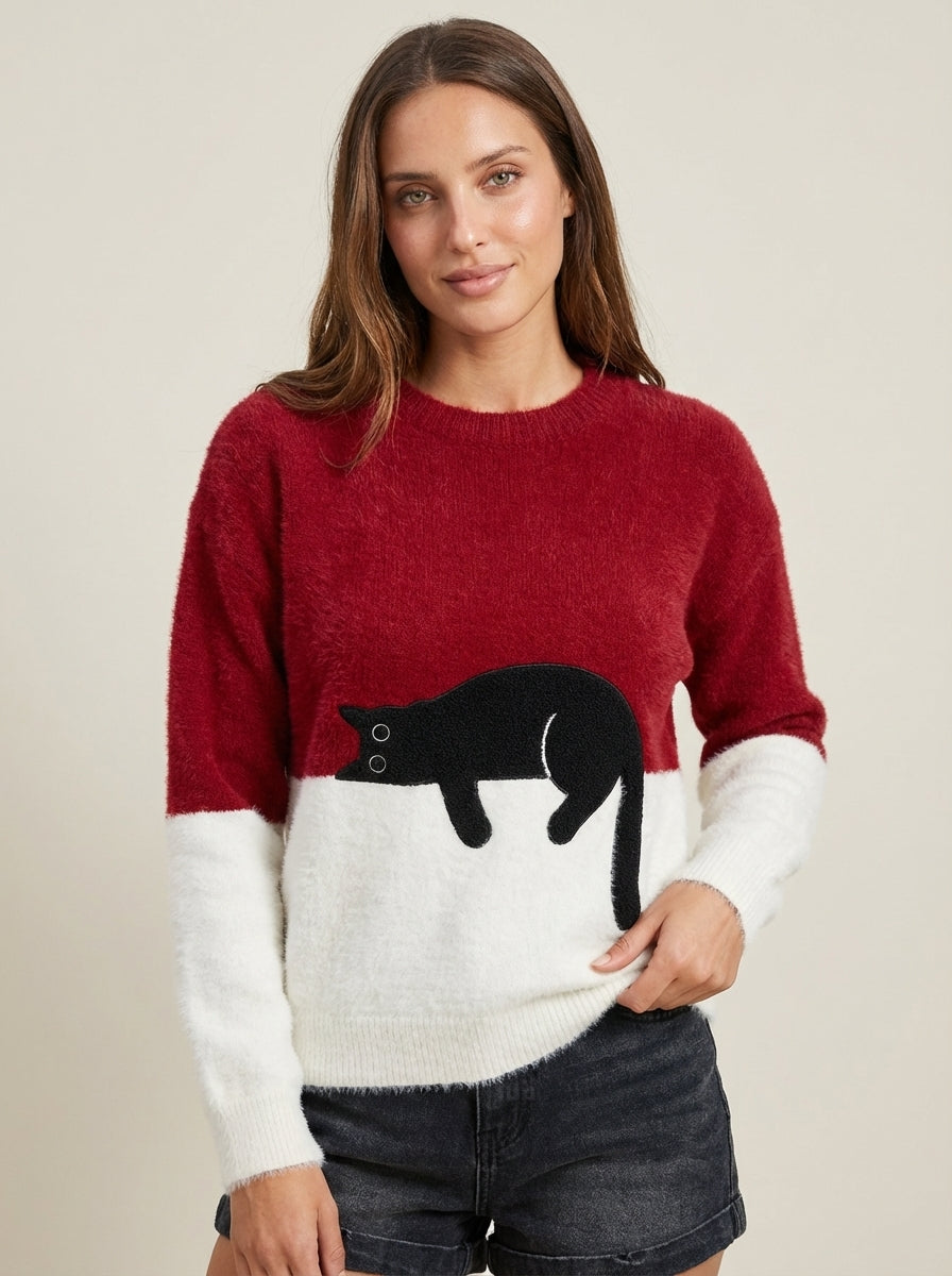 Luna - Women's Sweatshirt with Cat Graphic
