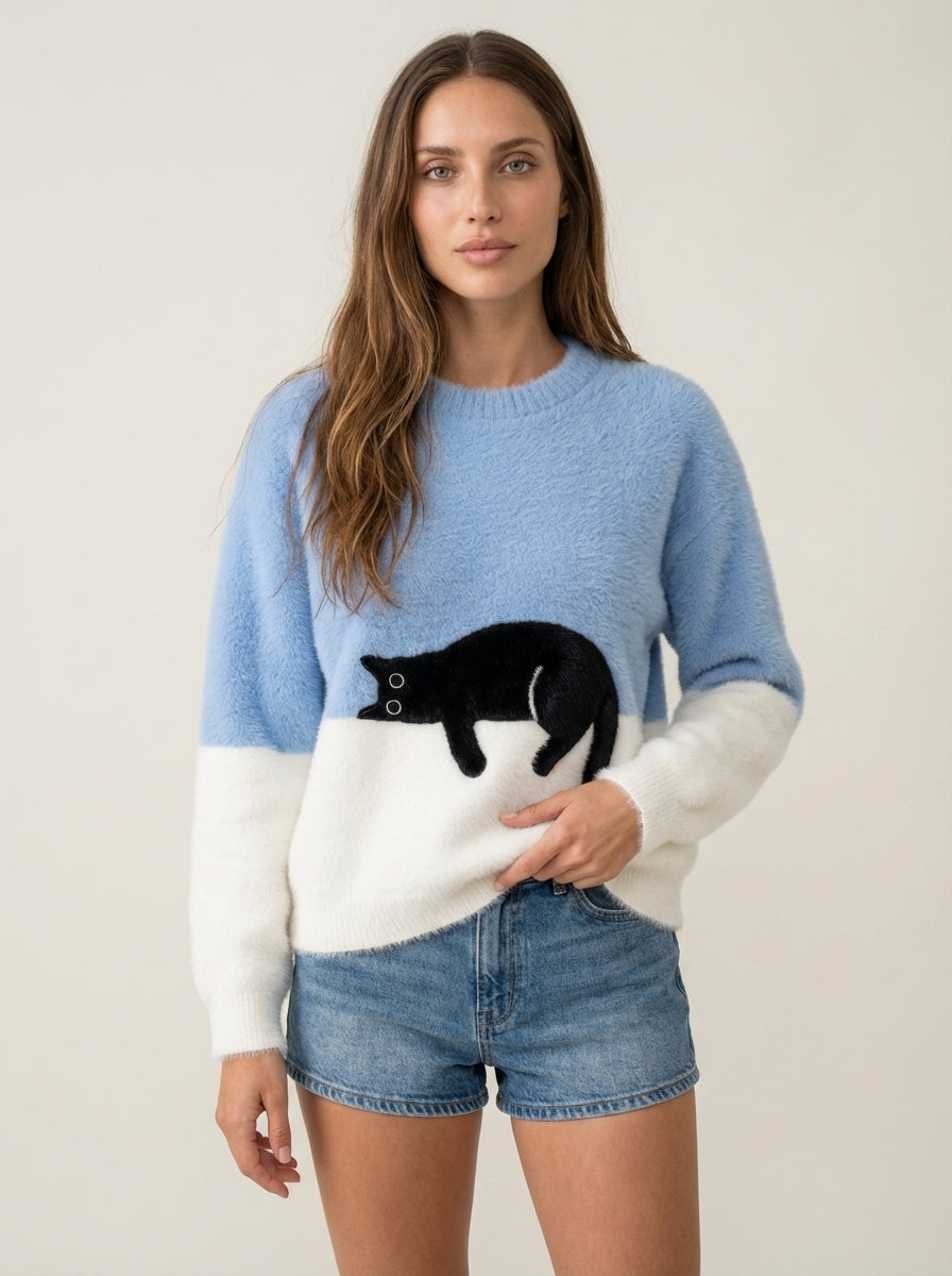 Luna - Women's Sweatshirt with Cat Graphic