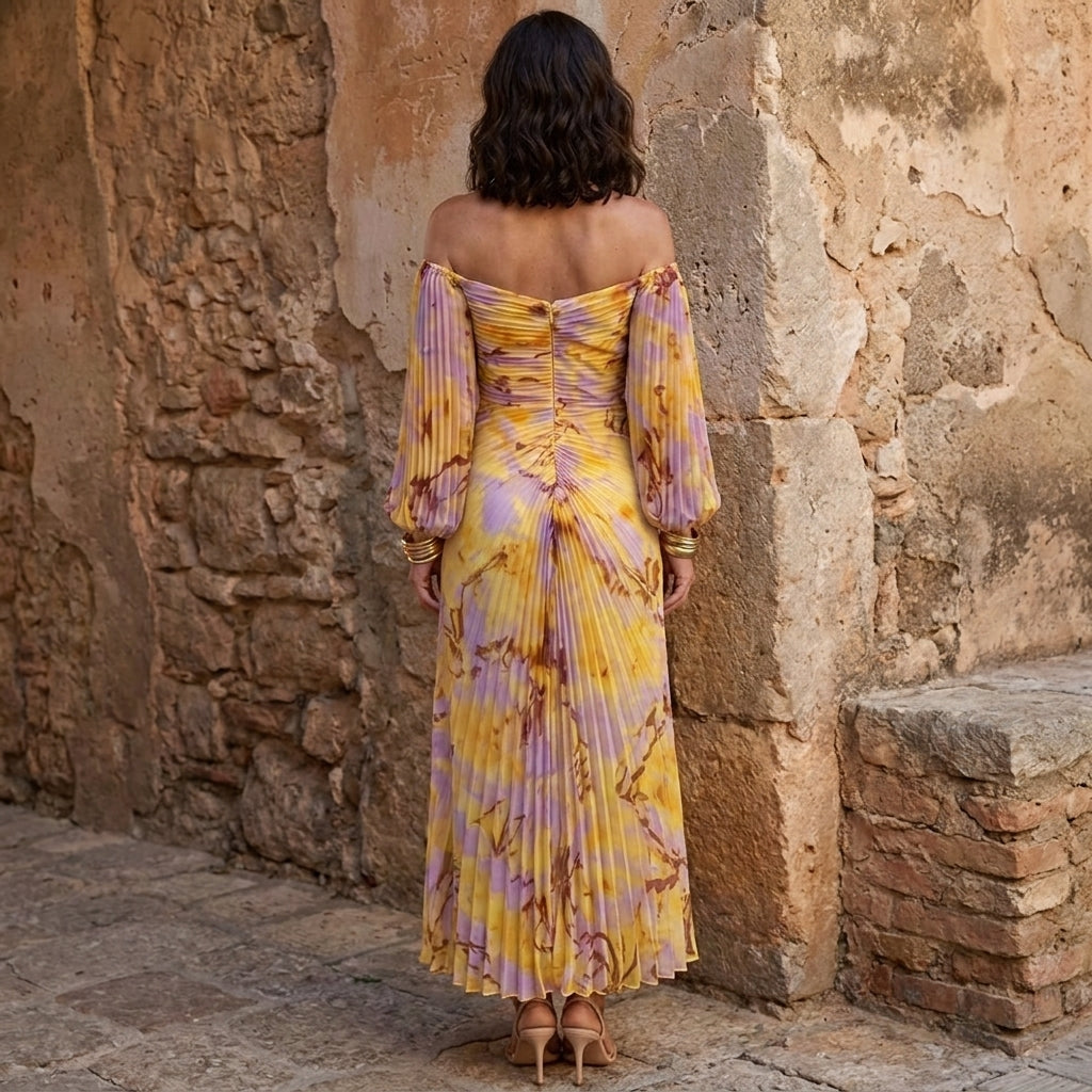 Gregoriaâ„¢ | Long Floral Dress with Deep Neckline