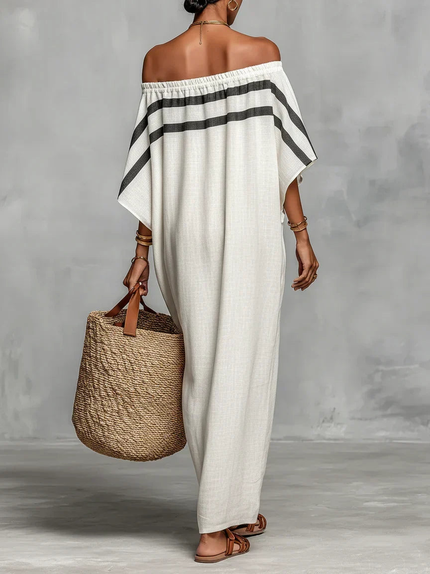 Naiara Maxi Dress with Off-the-Shoulder and Batwing Sleeves