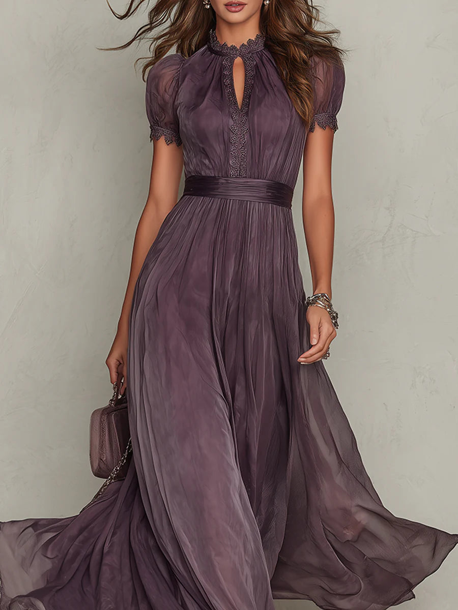 Marie | Keyhole-Neck Flowing Maxi Dress – Wells & Rose